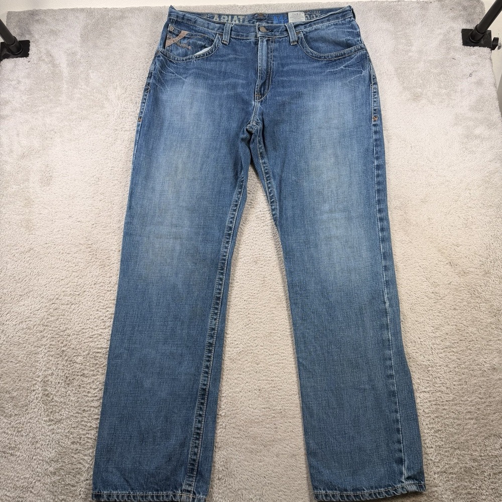 Ariat M2 Jeans Men 36x34 Blue Denim Relaxed Boot Rodeo Workwear Western Cowboy